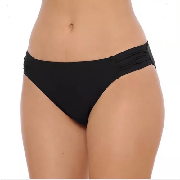 OP  Bikini Bottoms Hipster Ruched sides, Blue sz L - Picture 2 of 5